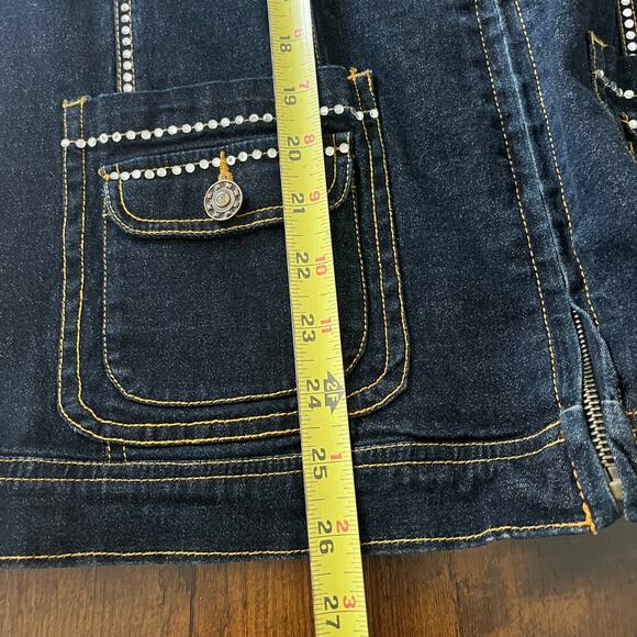 John A Blue Denim Dark Wash Zip Front with Rhinestones Jacket Size 1X - Picture 7 of 8